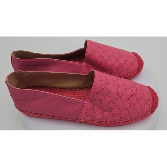 Coach CARLEY Pink W/8.5 Leather Espadrille AUTH Cottagecore Balletcore LOGO *EUC - Picture 6 of 15